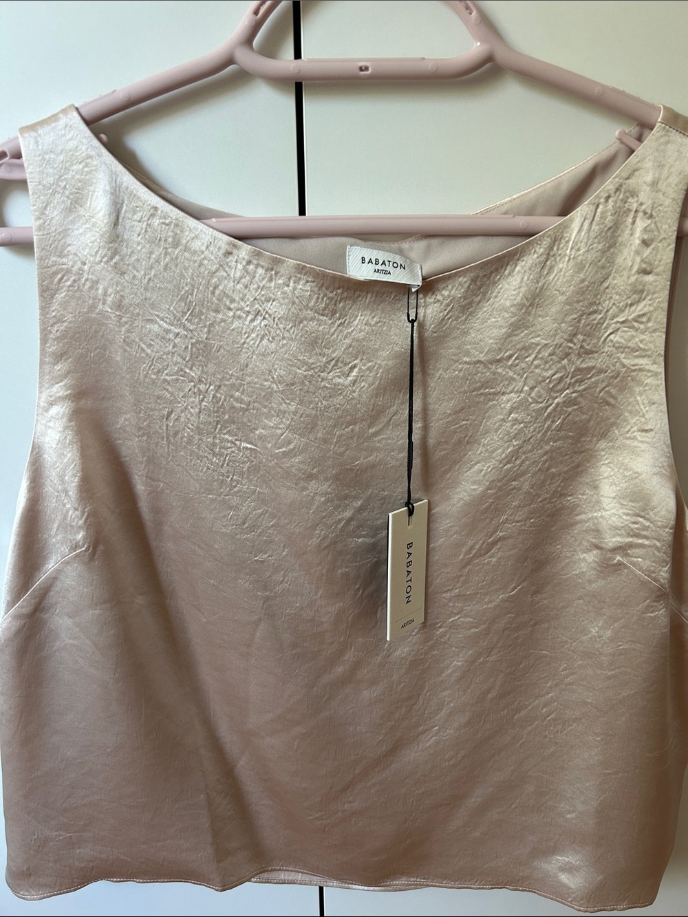 Babaton Shimmery Blush Satin Camisole